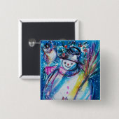 BADGE CARRÉ 5 CM LA NEIGE AVEC LA BOULE (Devant & derrière)