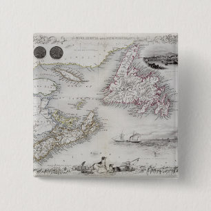Badge Carré 5 Cm La Nouvelle-Écosse et Terre-Neuve, d'une série d