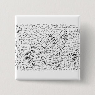 Badge Carré 5 Cm La paix dans toutes les langues