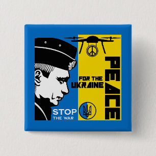 Badge Carré 5 Cm La Paix Pour L'Ukraine