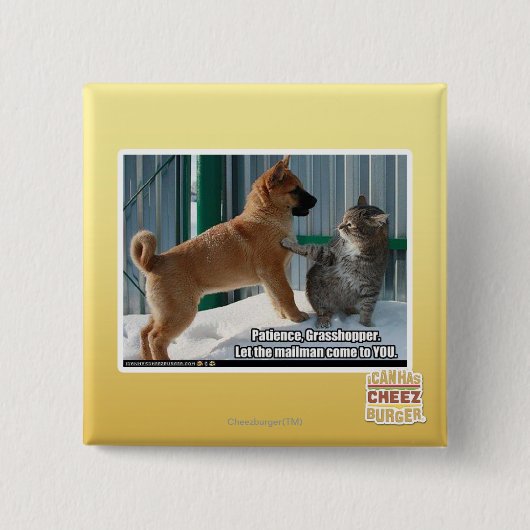 Badge Carré 5 Cm La patience, sauterelle (Devant)