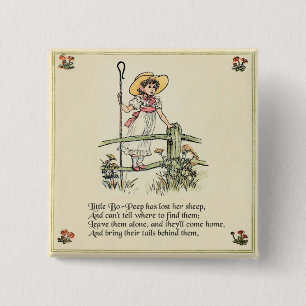 Badge Carré 5 Cm La petite Bo-Peep : Classique Kate Greenaway Nurse