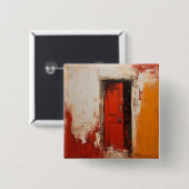 Badge Carré 5 Cm La porte rouge (Devant & derrière)
