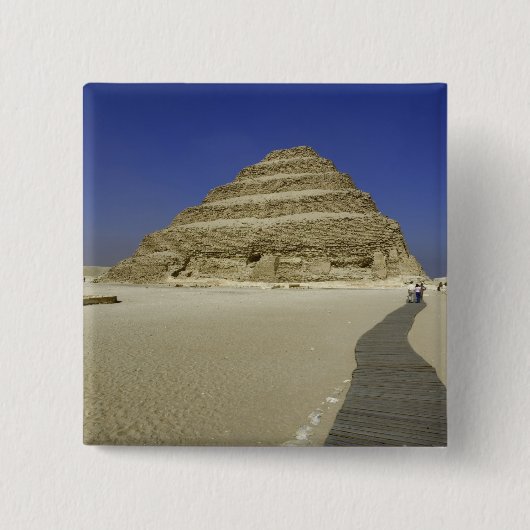 Badge Carré 5 Cm La pyramide des pas à Saqqara, l'une des plus anci (Devant)