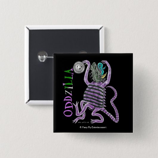 Badge Carré 5 Cm La queue étrange d'Oddzilla (Devant & derrière)