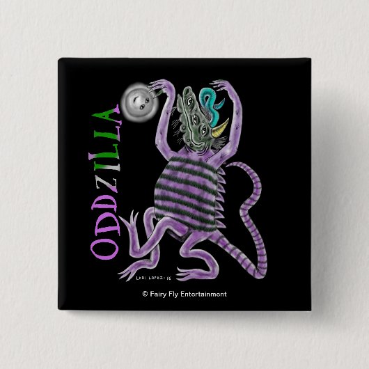 Badge Carré 5 Cm La queue étrange d'Oddzilla (Devant)