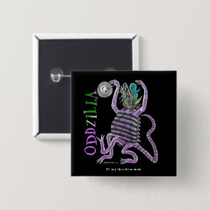 Badge Carré 5 Cm La queue étrange d'Oddzilla
