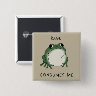 Badge Carré 5 Cm La rage me consume Grenouille Étang Mème Vintage N