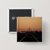 Badge Carré 5 Cm La rampe de lancement Soyouz (Devant & derrière)