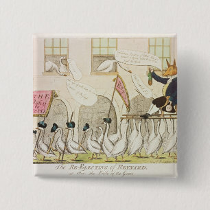 Badge Carré 5 Cm La Re-Élection de Reynard ou de Fox
