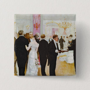 Badge Carré 5 Cm La réception de mariage, c.1900