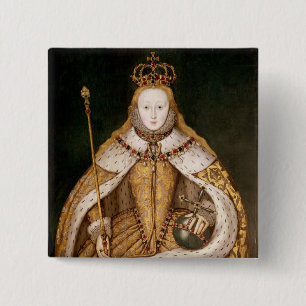 Badge Carré 5 Cm La Reine Elizabeth I dans des robes longues de