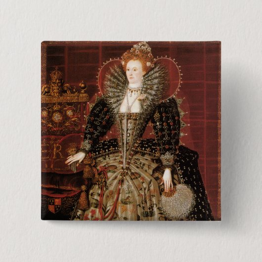 Badge Carré 5 Cm La Reine Elizabeth I de l'Angleterre (Devant)