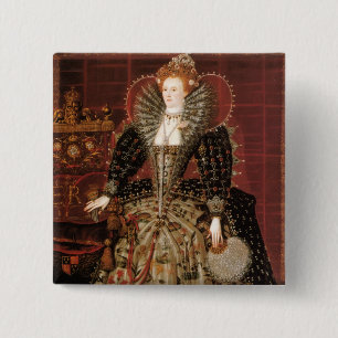 Badge Carré 5 Cm La Reine Elizabeth I de l'Angleterre