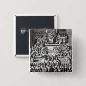Badge Carré 5 Cm La Reine Elizabeth I et Parlement (Devant & derrière)