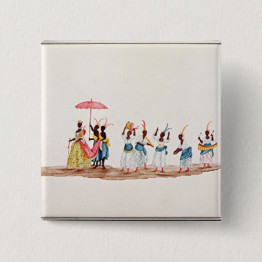 Badge Carré 5 Cm La reine et sa suite (Devant)