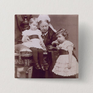 Badge Carré 5 Cm La Reine Victoria (1819-1901) avec ses