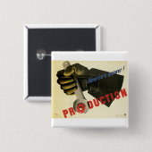 Badge Carré 5 Cm La réponse de l'Amérique ! Production (Devant & derrière)