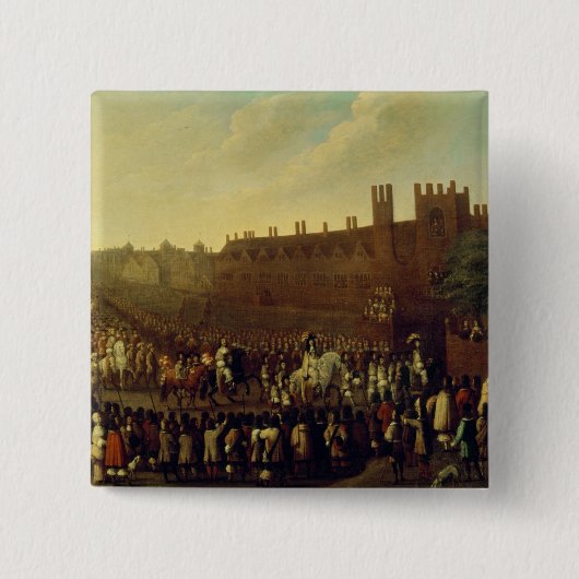 Badge Carré 5 Cm La restauration de Charles II chez Whitehall (Devant)