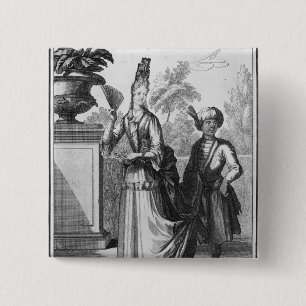 Badge Carré 5 Cm La robe de la femme noble, fin du 17ème siècle