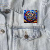 Badge Carré 5 Cm La Roue du temps roule (En situation)
