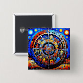 Badge Carré 5 Cm La Roue du temps roule (Devant & derrière)