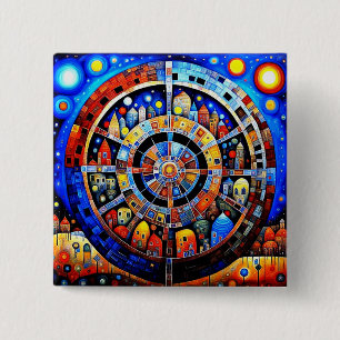 Badge Carré 5 Cm La Roue du temps roule