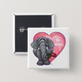 Badge Carré 5 Cm La Saint-Valentin des éléphants (Devant & derrière)