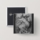 Badge Carré 5 Cm La sibylle libyenne, après Michangelo Buonarroti (Devant & derrière)