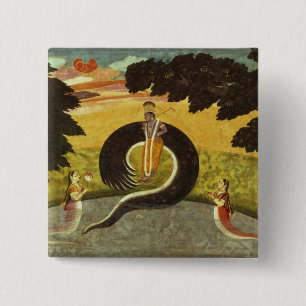 Badge Carré 5 Cm La soumission de Kaliya, Basohli, Pahari