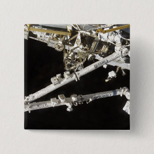 Badge Carré 5 Cm La station spatiale Canadien-construite