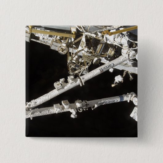 Badge Carré 5 Cm La station spatiale de construction canadienne (Devant)