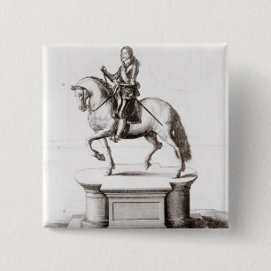Badge Carré 5 Cm La statue du Roi Charles à la croix de Charing