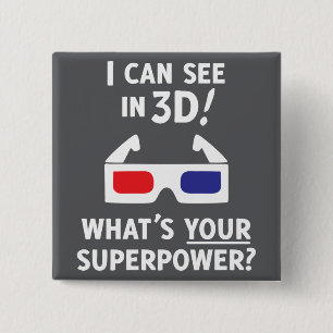 Badge Carré 5 Cm la superpuissance 3D