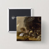 Badge Carré 5 Cm La tentation de St Anthony (panneau) (Devant & derrière)