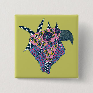 Badge Carré 5 Cm La tête de l'oiseau