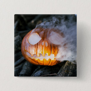 Badge Carré 5 Cm La tête Jack-o-Lantern d'un cavalier sans tête