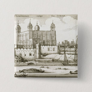 Badge Carré 5 Cm La tour de Londres, 1647 (gravure)