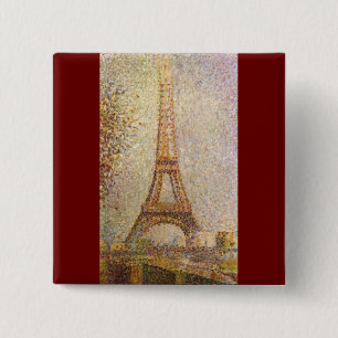 Badge Carré 5 Cm La Tour Eiffel par Georges Seurat, Beaux-Arts Anci