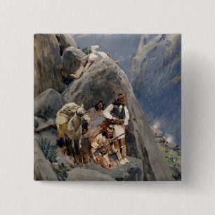 Badge Carré 5 Cm La tribu Apache combat les guerres amérindiennes