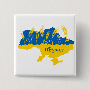 Badge Carré 5 Cm La typographie ukrainienne et l'oreille au blé sur