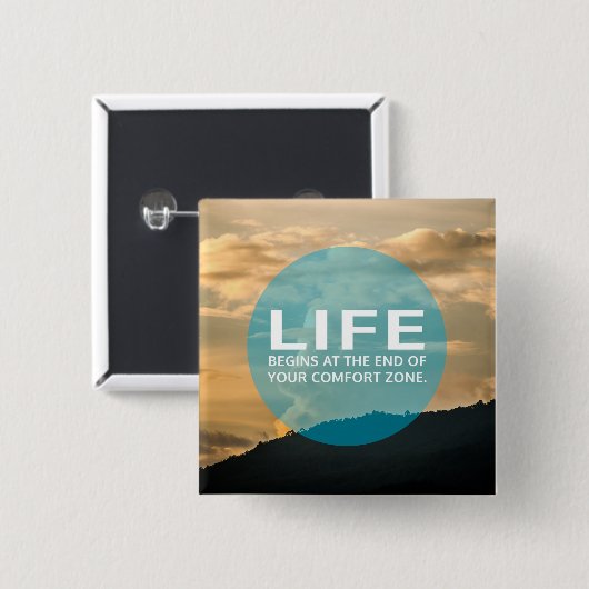 Badge Carré 5 Cm La vie commence (Devant & derrière)