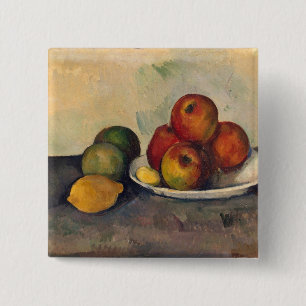 Badge Carré 5 Cm La vie de Paul Cezanne   toujours avec les pommes,
