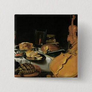 Badge Carré 5 Cm La vie toujours avec des instruments de musique,