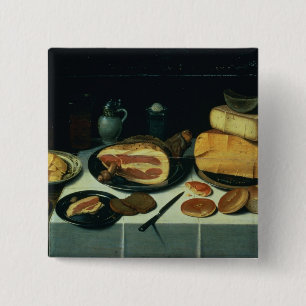 Badge Carré 5 Cm La vie toujours avec du jambon (huile sur le