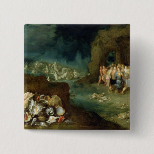 Badge Carré 5 Cm La vie toujours des coquilles avec le festin des