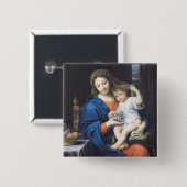 Badge Carré 5 Cm La Vierge des raisins, 1640-50 (Devant & derrière)