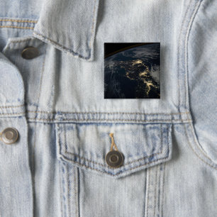 Badge Carré 5 Cm La Ville Éclairait Le Japon La Nuit.