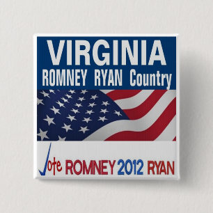 Badge Carré 5 Cm La Virginie est bouton de pays de Romney Ryan