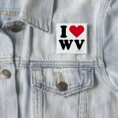BADGE CARRÉ 5 CM LA VIRGINIE OCCIDENTALE - "J'AIME WV" "QUE J'AIME (En situation)